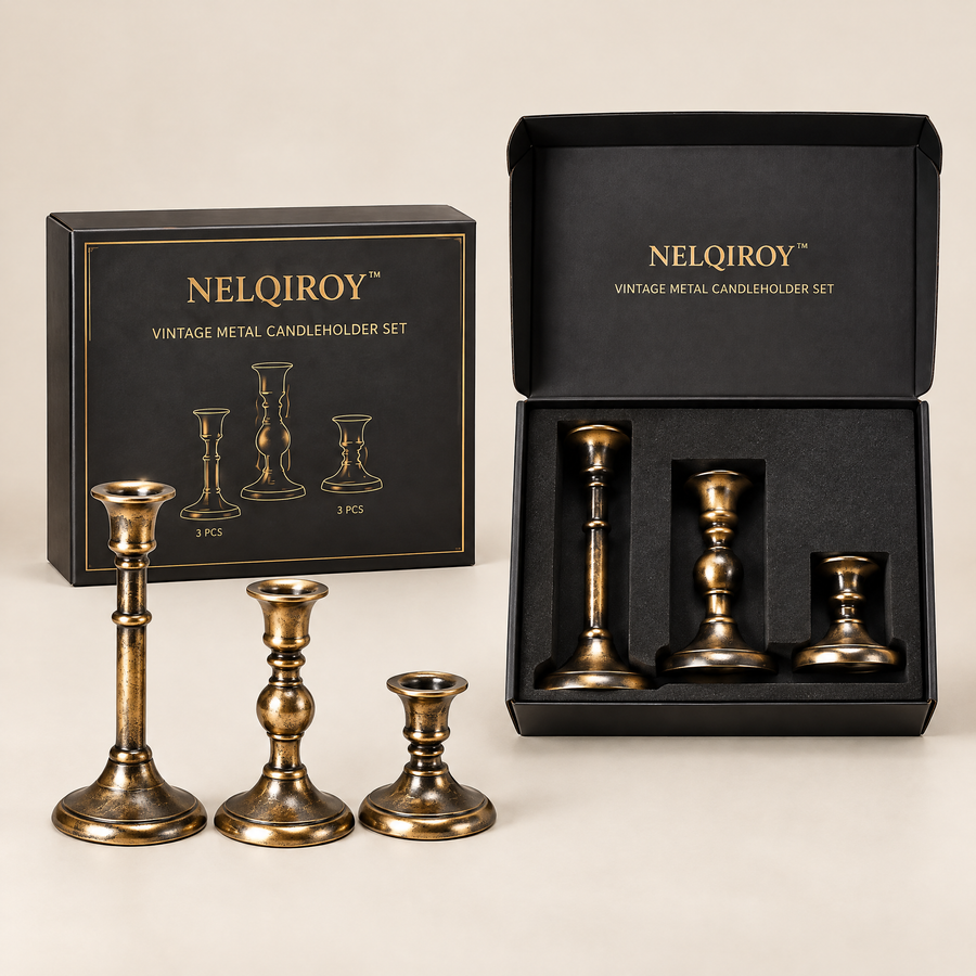 NELQIROY™ Vintage Metal Candleholder Set primary image