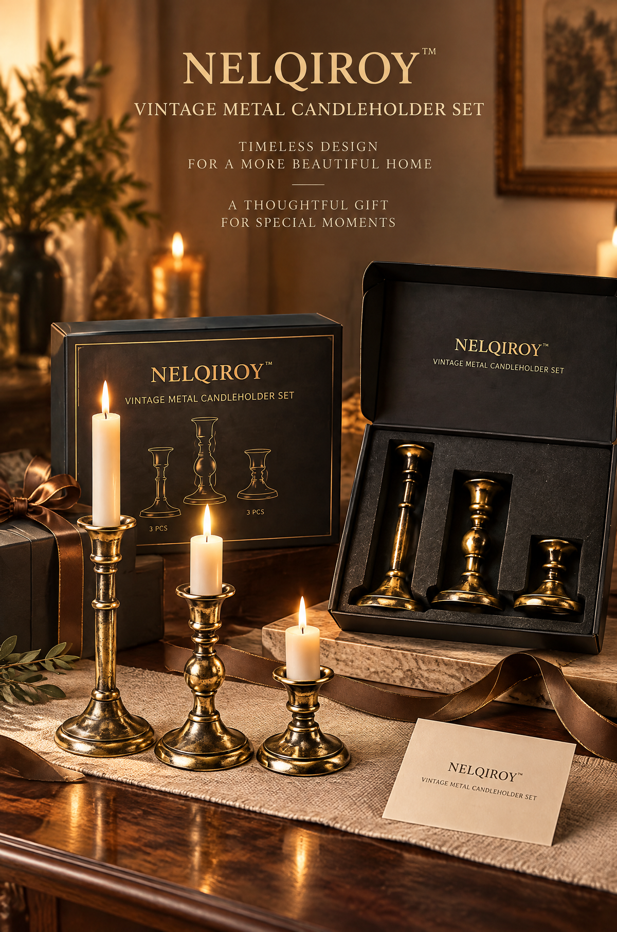 NELQIROY™ Vintage Metal Candleholder Set image 2