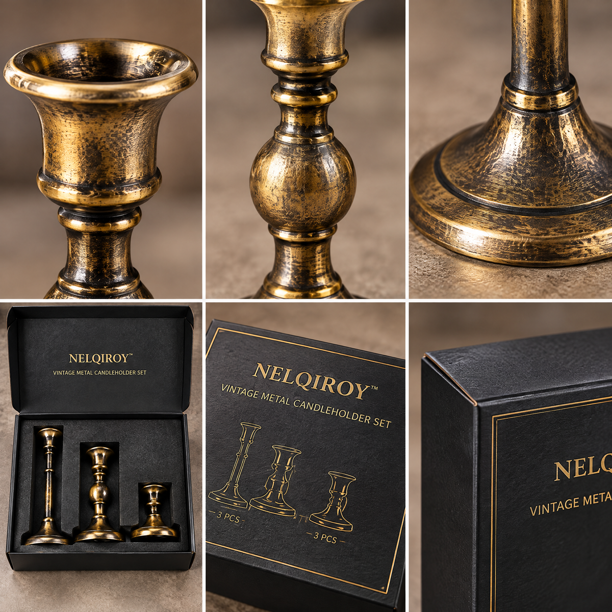 NELQIROY™ Vintage Metal Candleholder Set image 4