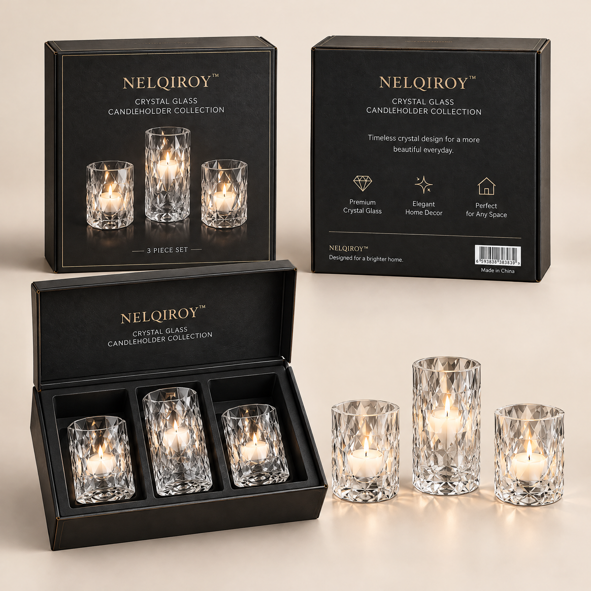 NELQIROY™ Crystal Glass Candleholder Collection image 2