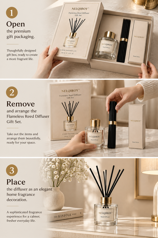 NELQIROY™ Flameless Reed Diffuser Gift Set primary image