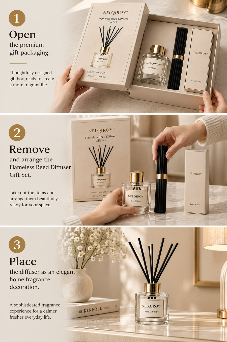 NELQIROY™ Flameless Reed Diffuser Gift Set primary image