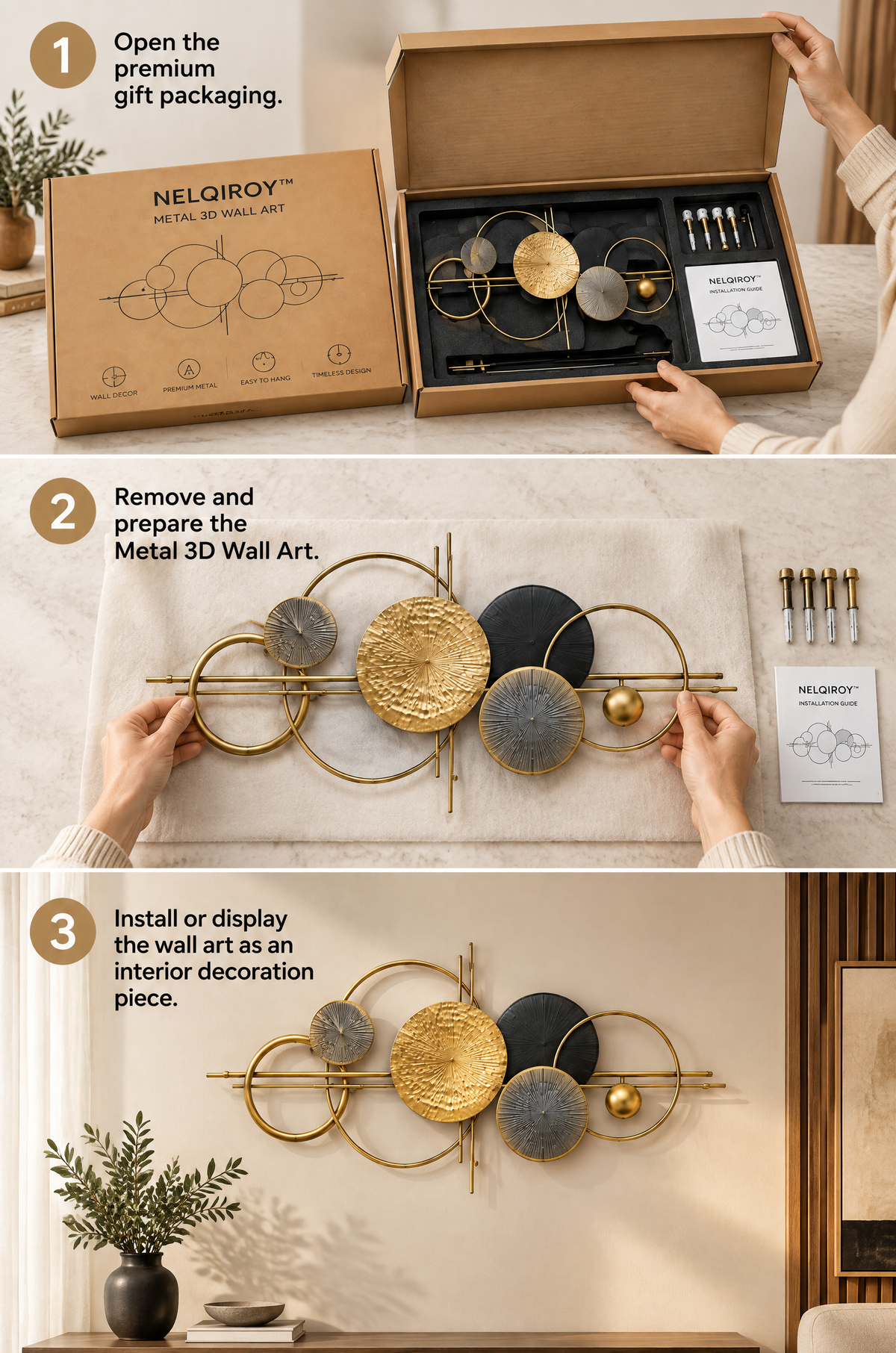 NELQIROY™ Metal 3D Wall Art primary image