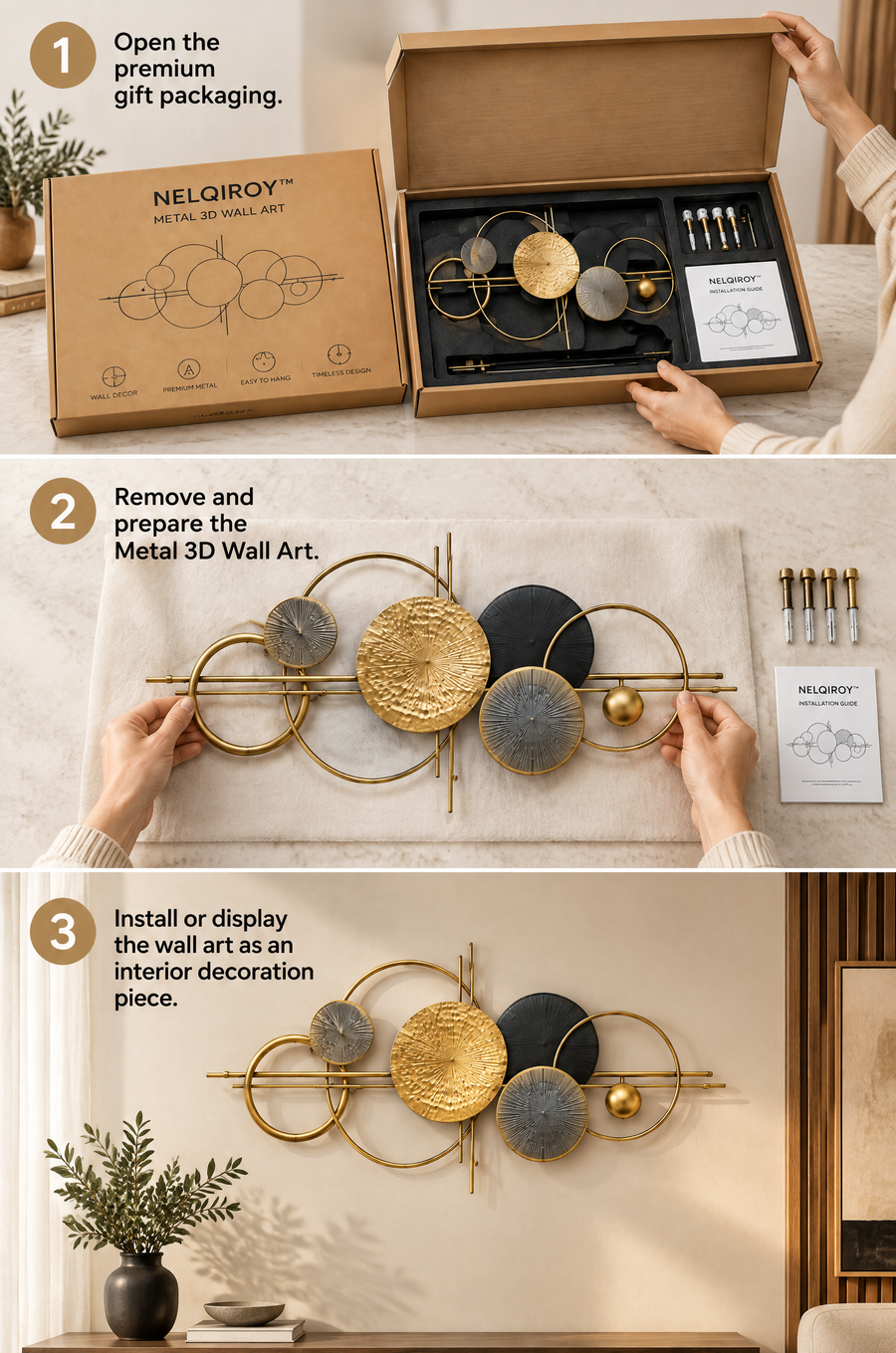 NELQIROY™ Metal 3D Wall Art primary image