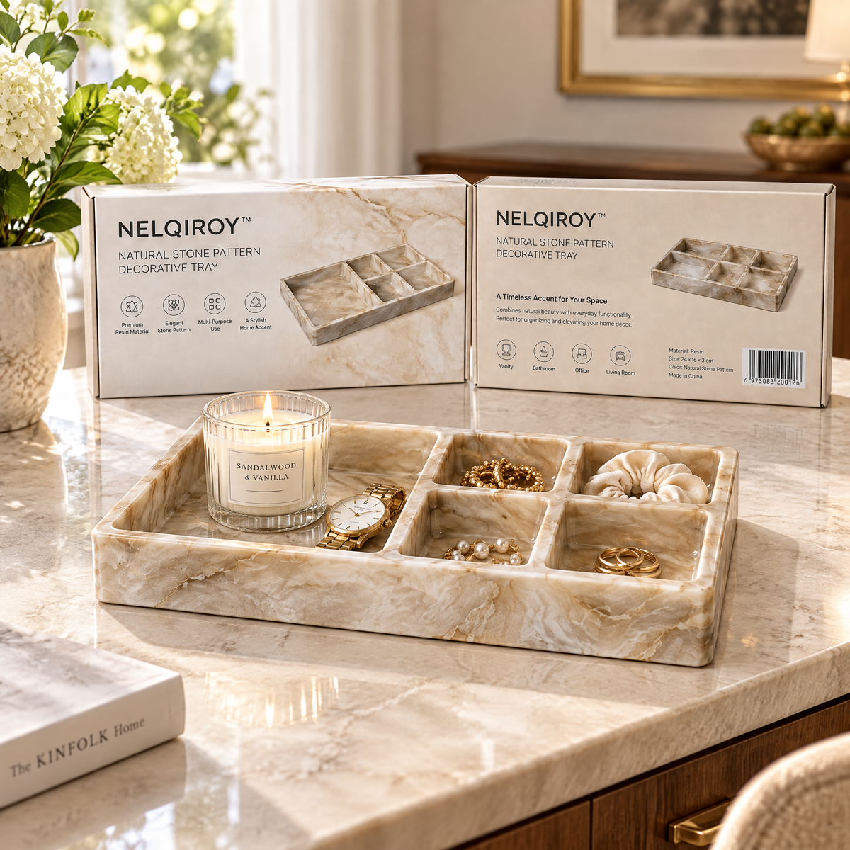 NELQIROY™ Natural Stone Pattern Decorative Tray image 2