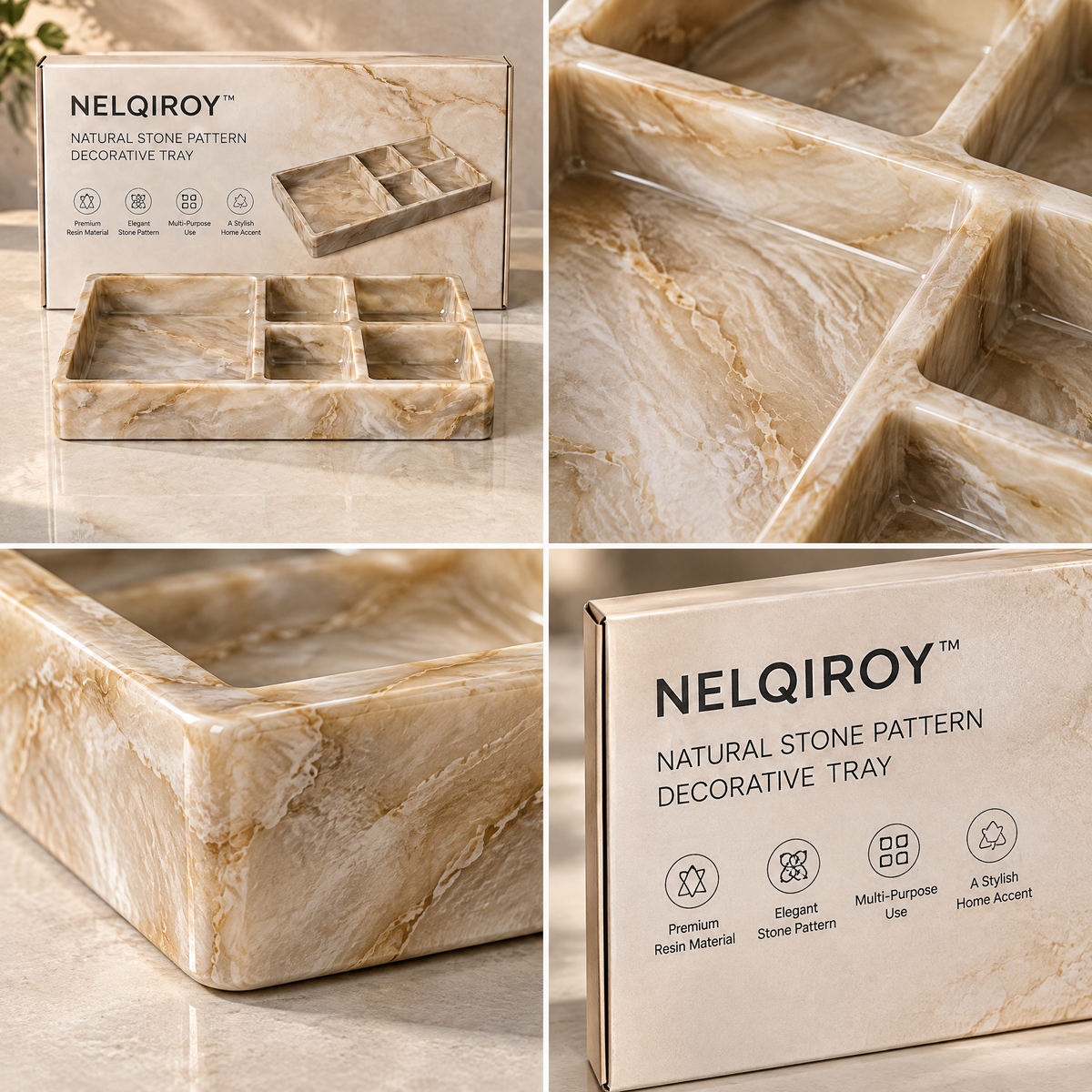 NELQIROY™ Natural Stone Pattern Decorative Tray image 3