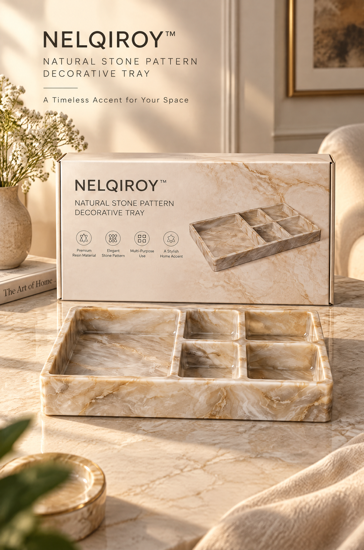 NELQIROY™ Natural Stone Pattern Decorative Tray image 5